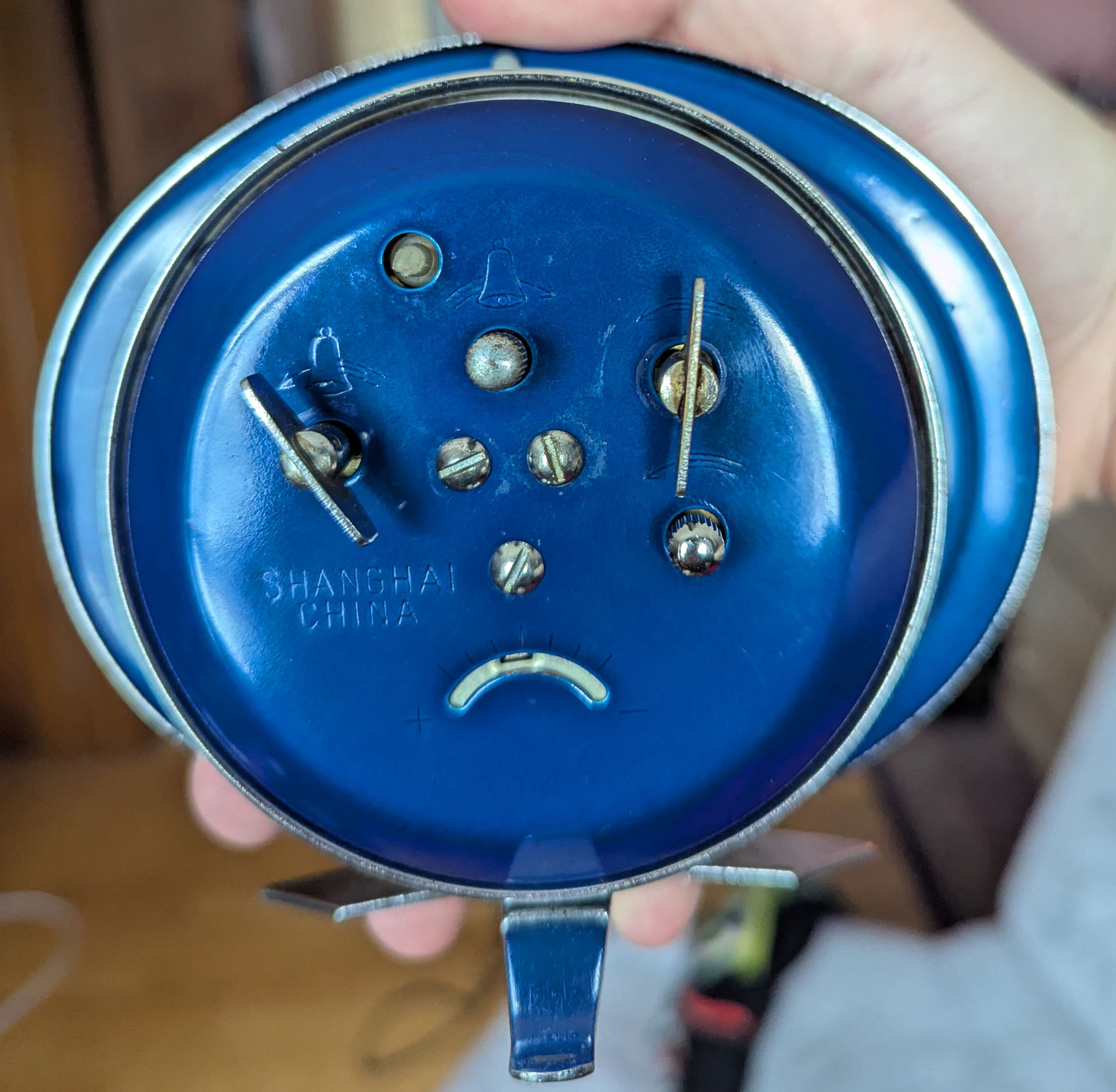 The Diamond alarm clock from the back