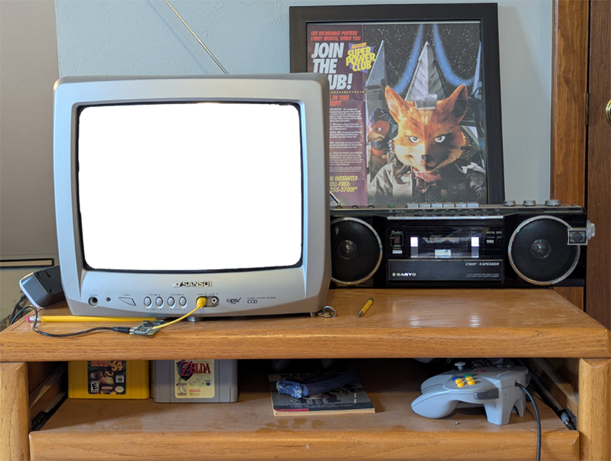 a scene with a CRT clock in it