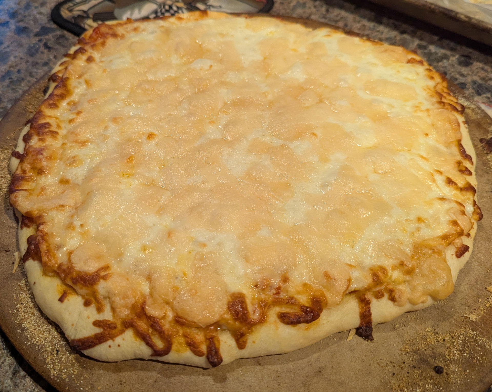 the fully cooked pizza